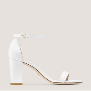 NWT Stuart Weitzman Nearly Nude White Block Heel